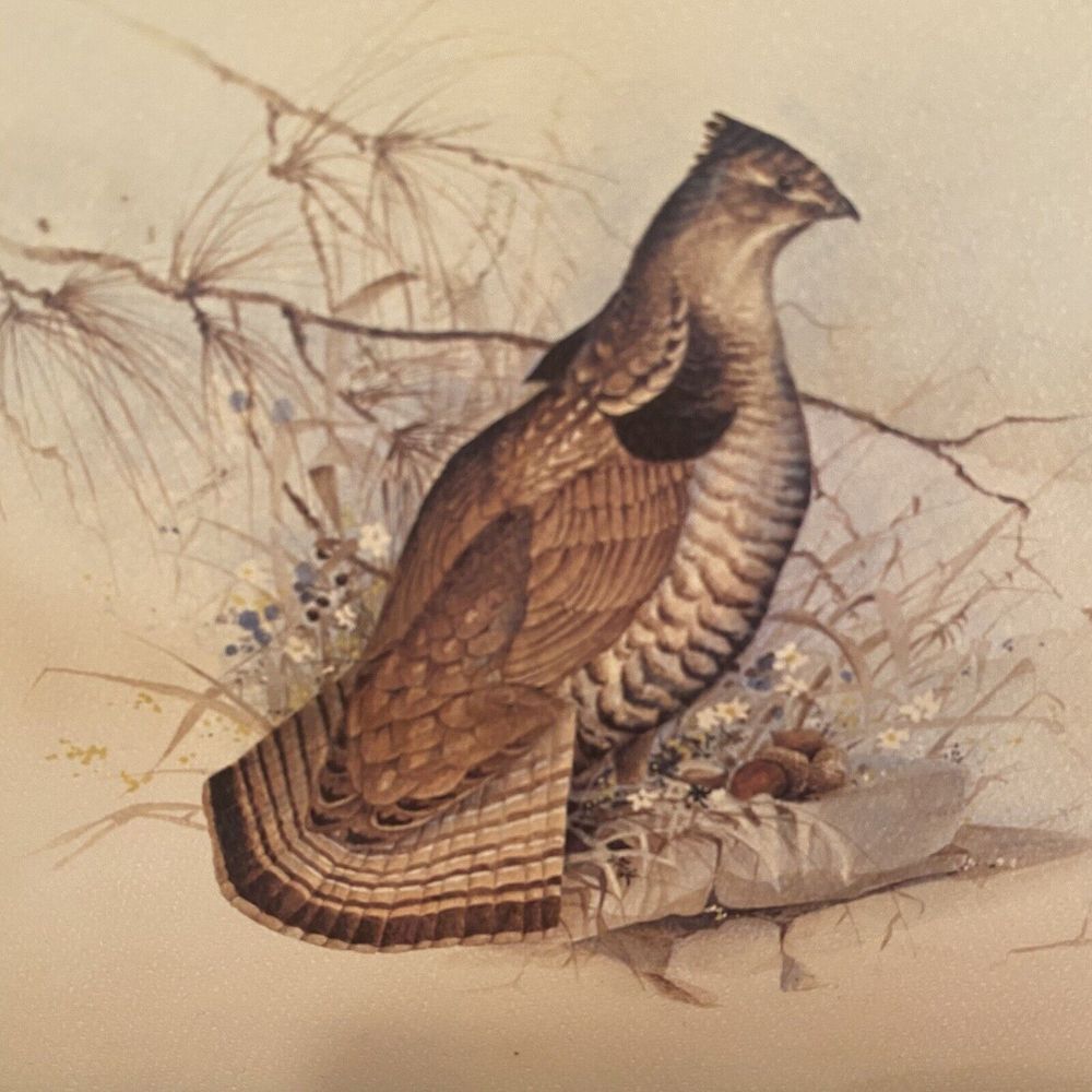 Large Vintage Wood Serving Tray Pheasant Grouse Nature Scene Wooden 19" x 12" - Picture 3 of 9
